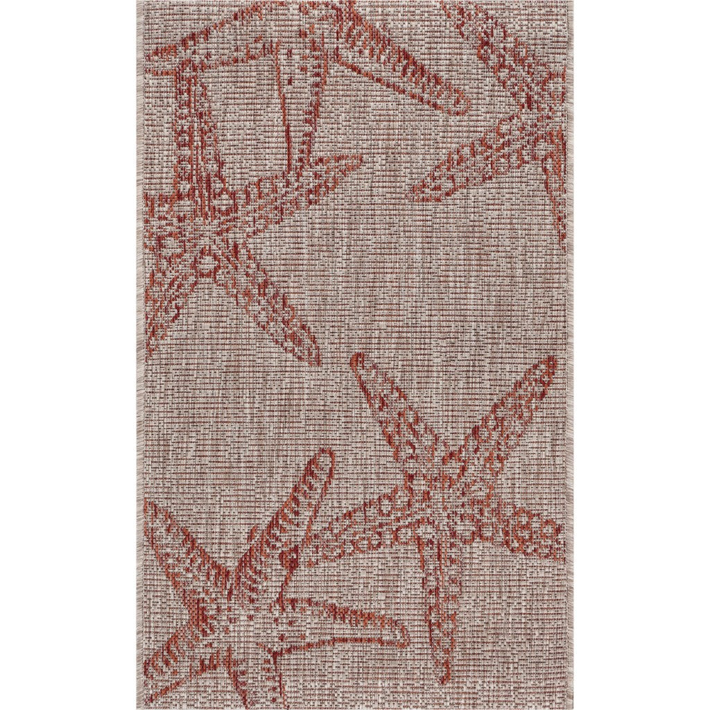 5' X 7' Beige Indoor Outdoor Area Rug