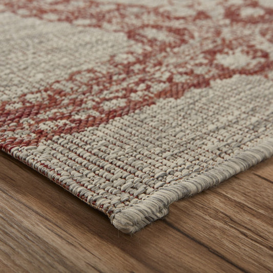 5' X 7' Beige Indoor Outdoor Area Rug