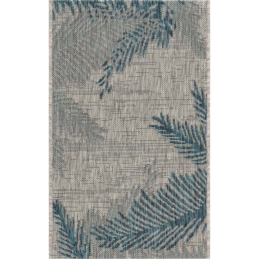 8' X 9' Gray Floral Indoor Outdoor Area Rug