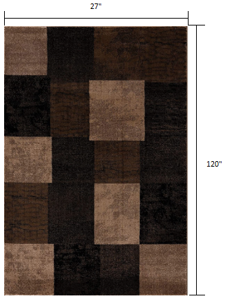 3' X 5' Brown Checkered Power Loom Area Rug