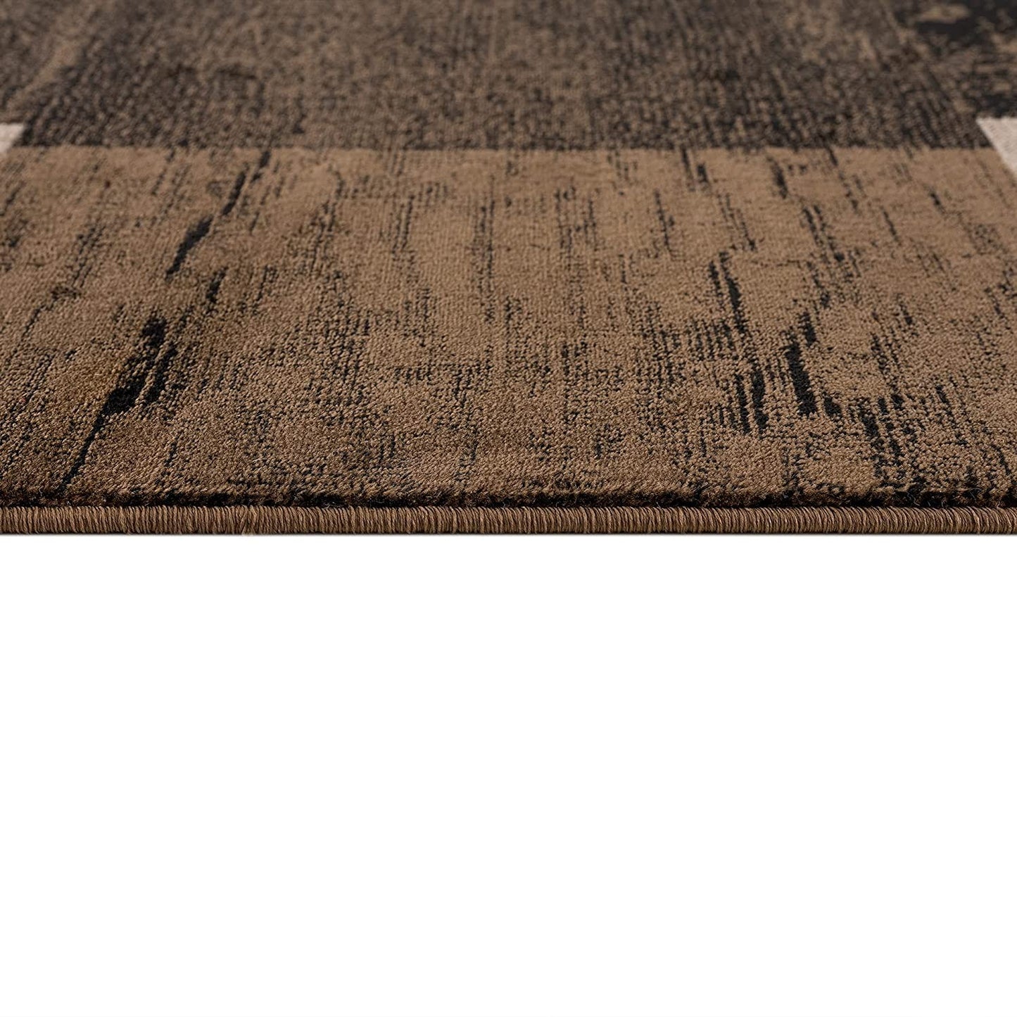 3' X 5' Brown Checkered Power Loom Area Rug