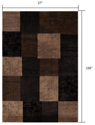 3' X 5' Brown Checkered Power Loom Area Rug