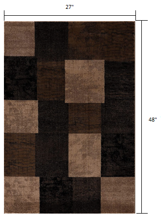 5' X 7' Brown Checkered Dhurrie Area Rug