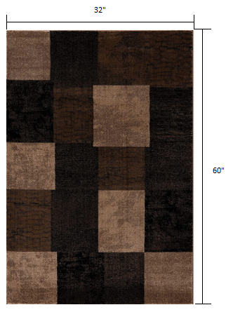 5' X 7' Brown Checkered Dhurrie Area Rug