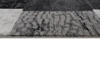 10' Gray Checkered Power Loom Runner Rug