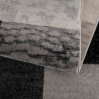 13' Gray And Black Geometric Shag Runner Rug