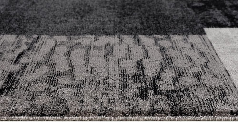 13' Gray And Black Geometric Shag Runner Rug