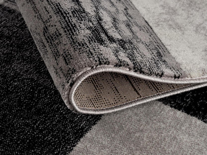10' Gray Checkered Power Loom Runner Rug