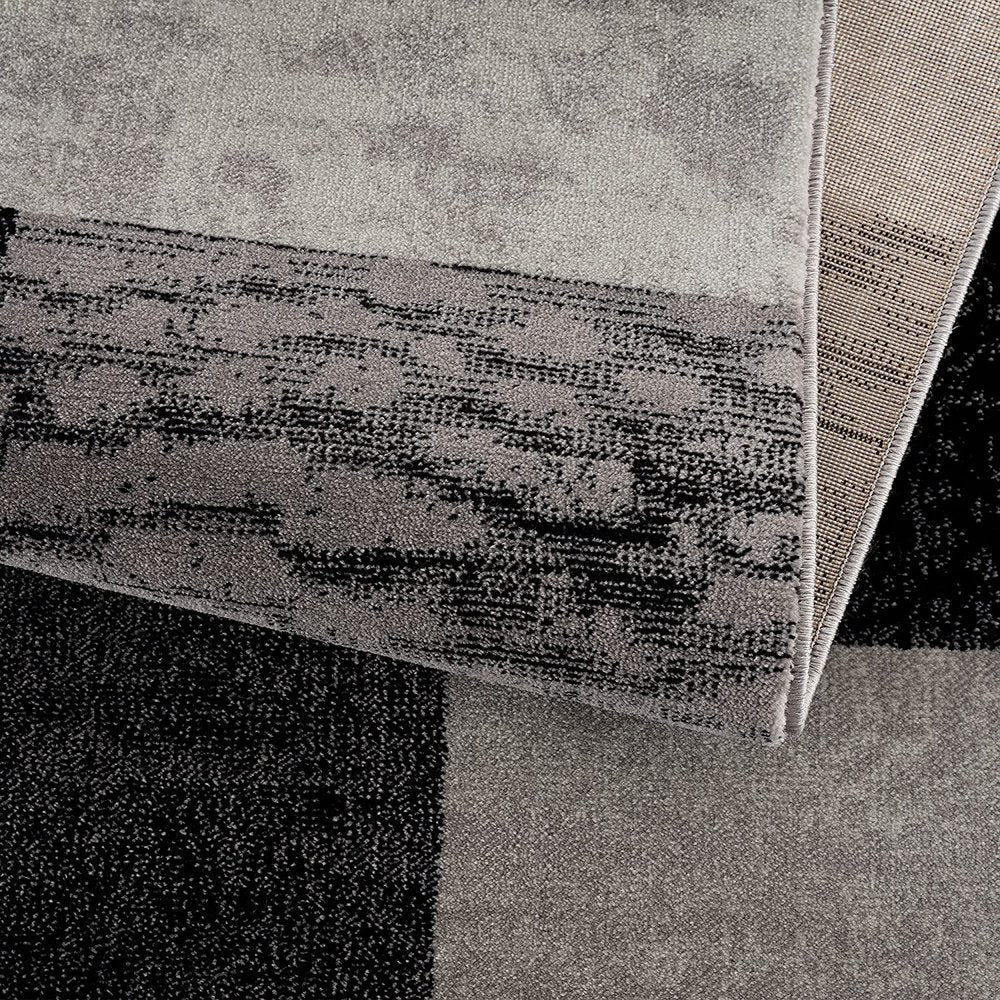 13' Gray And Black Geometric Shag Runner Rug