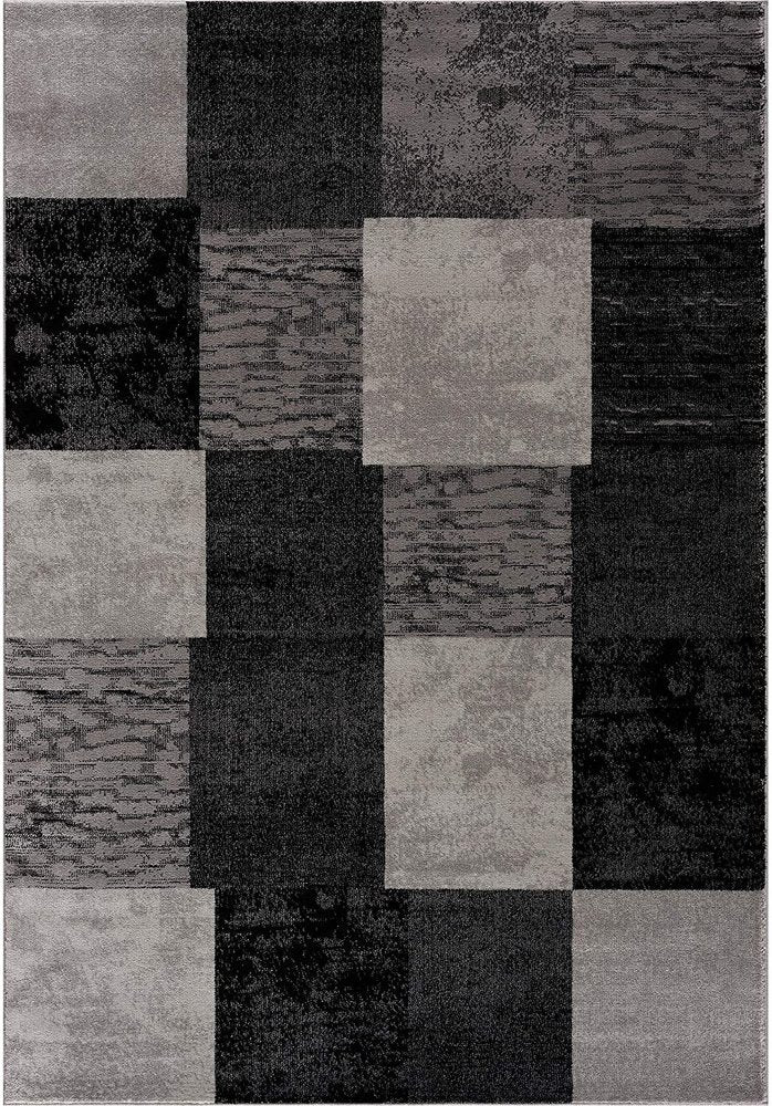 2' X 4' Gray Geometric Blocks Area Rug
