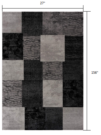 4' X 6' Gray Checkered Power Loom Area Rug