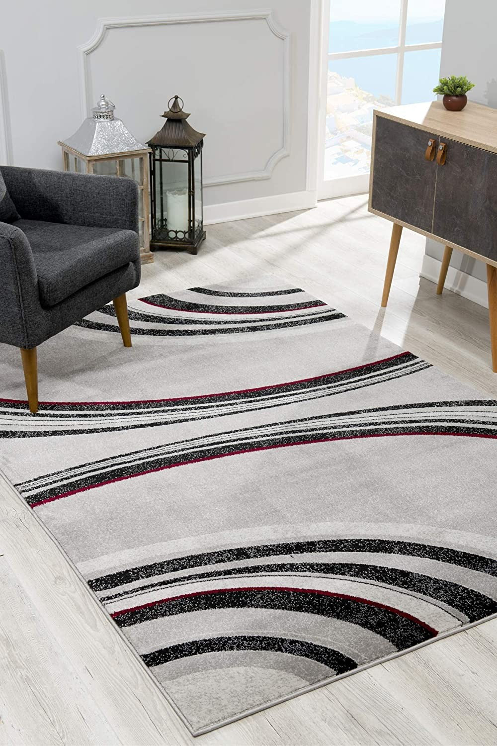 4' X 6' Gray Abstract Power Loom Area Rug