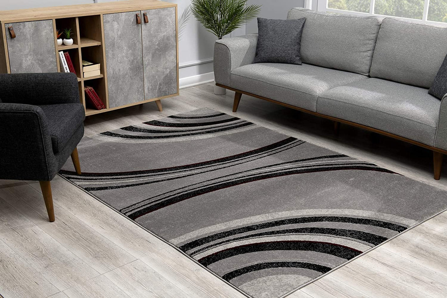 4' X 6' Gray Abstract Power Loom Area Rug