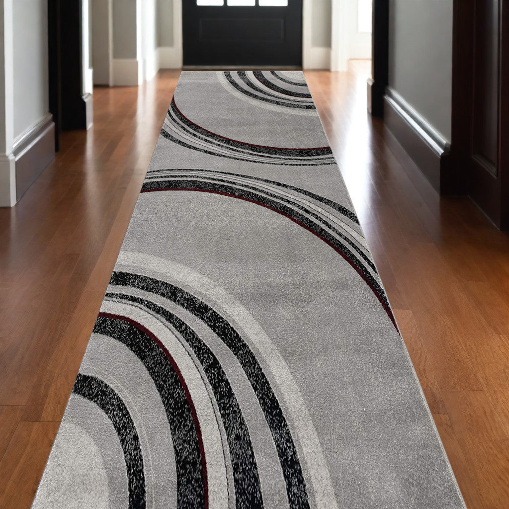 8' X 10' Gray Abstract Dhurrie Area Rug