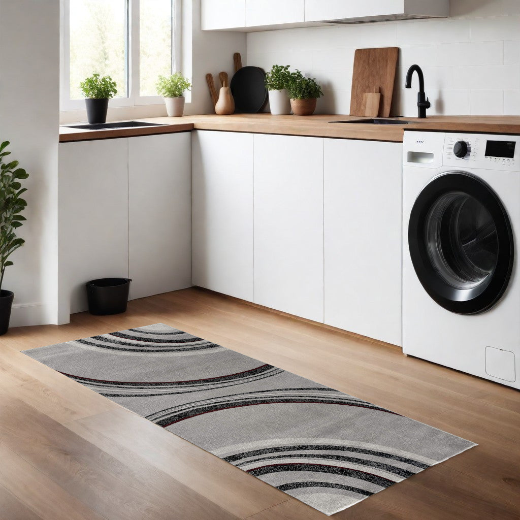 5' X 7' Gray Abstract Dhurrie Area Rug