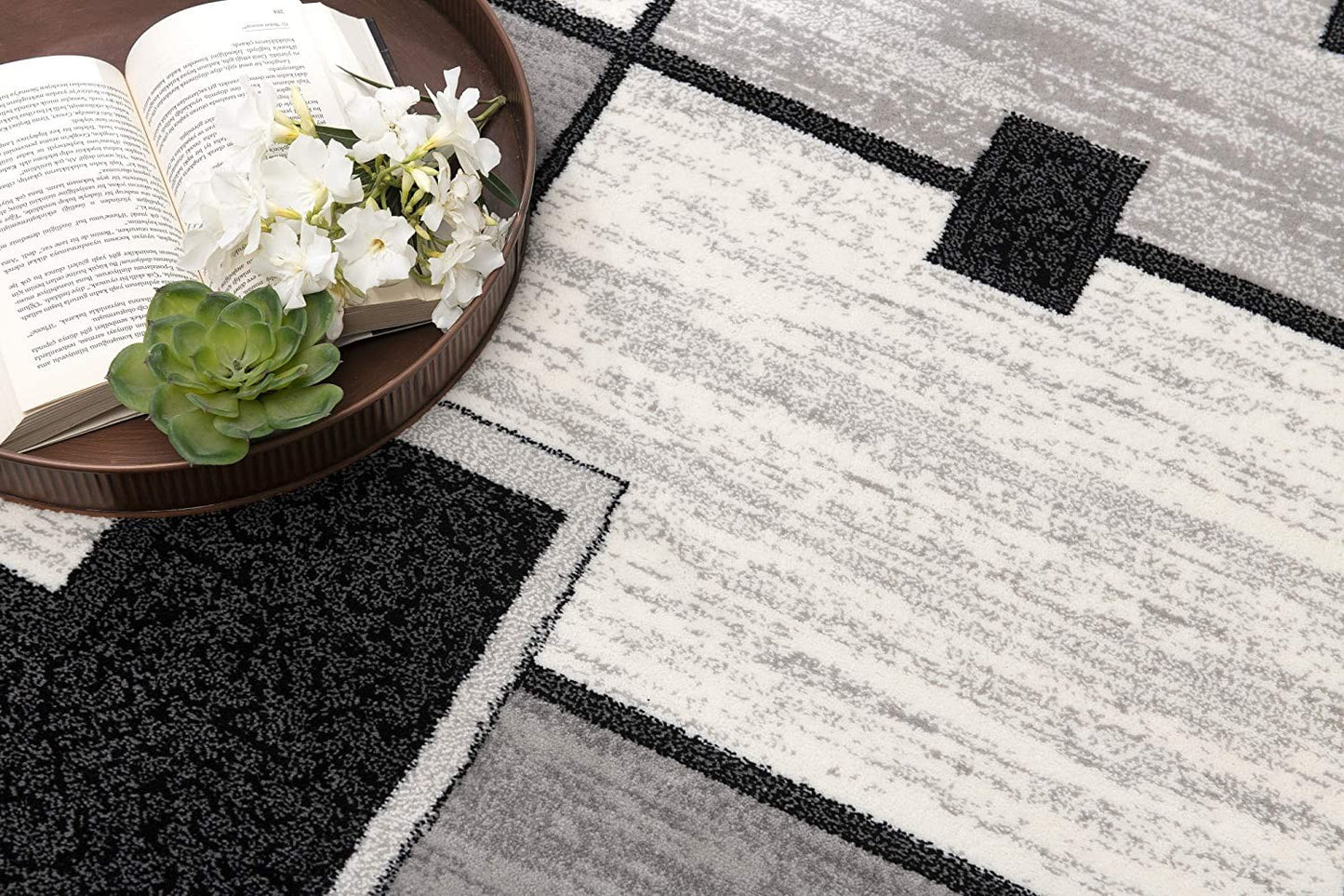 2' X 15' Gray Asymmetric Blocks Runner Rug