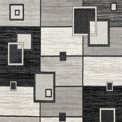 2' X 15' Gray Asymmetric Blocks Runner Rug