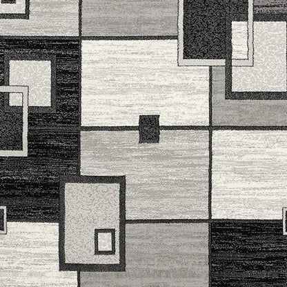 2' X 15' Gray Asymmetric Blocks Runner Rug