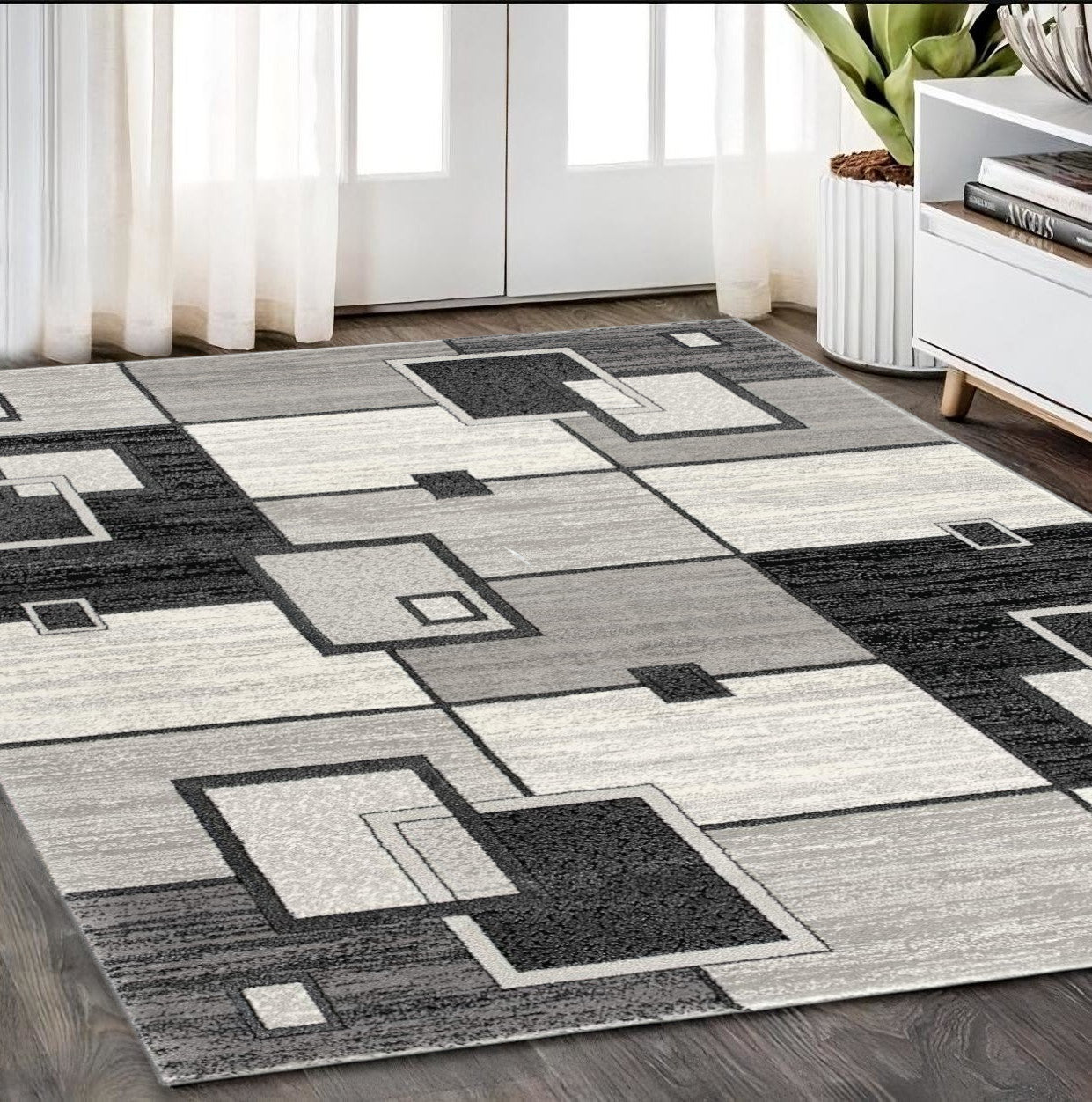 4' X 6' Gray Abstract Power Loom Area Rug