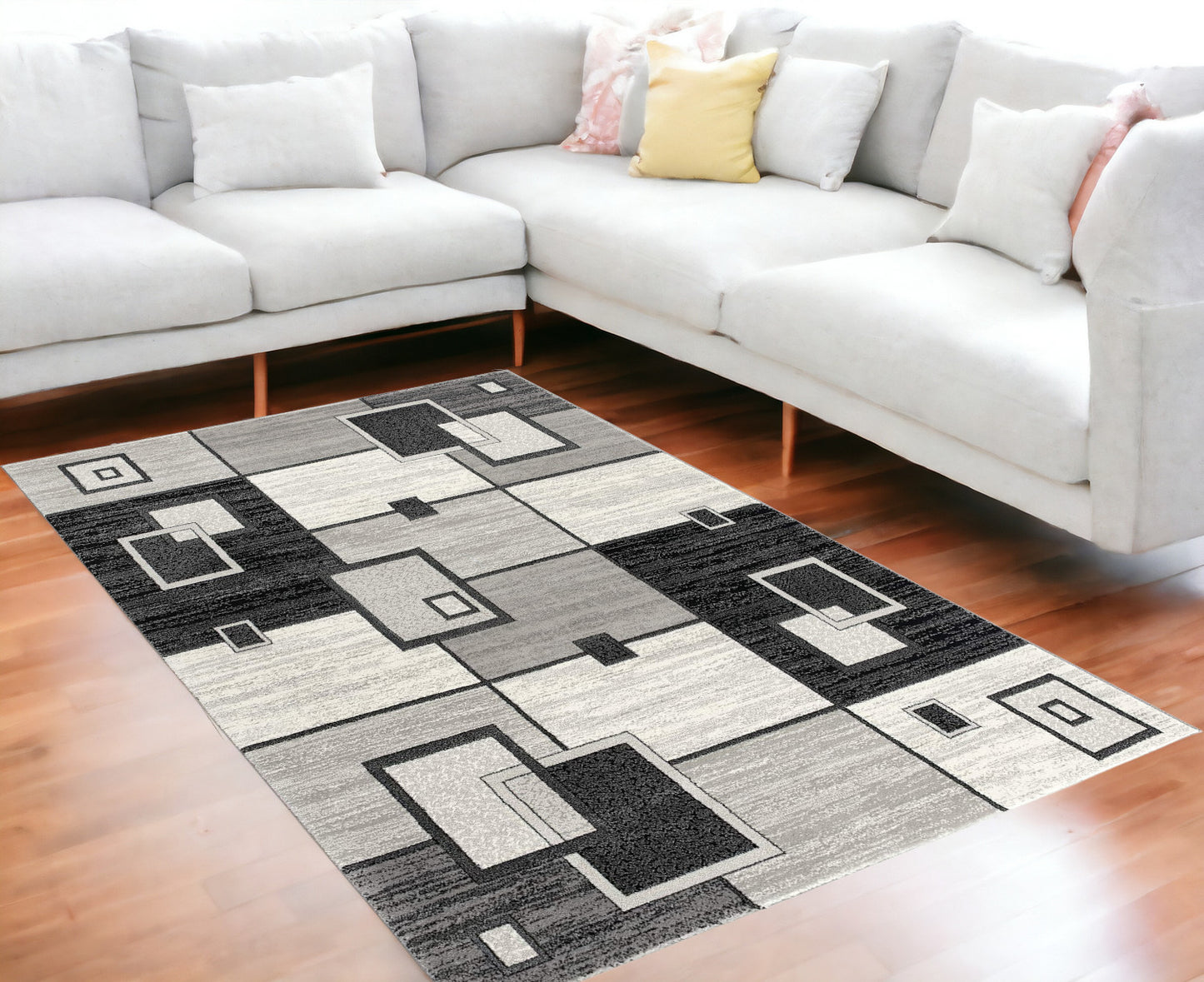 4' X 6' Gray Abstract Power Loom Area Rug