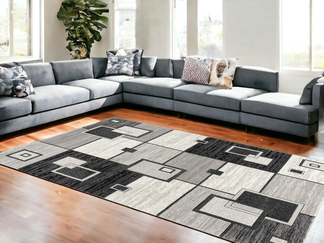 4' X 6' Gray Abstract Power Loom Area Rug