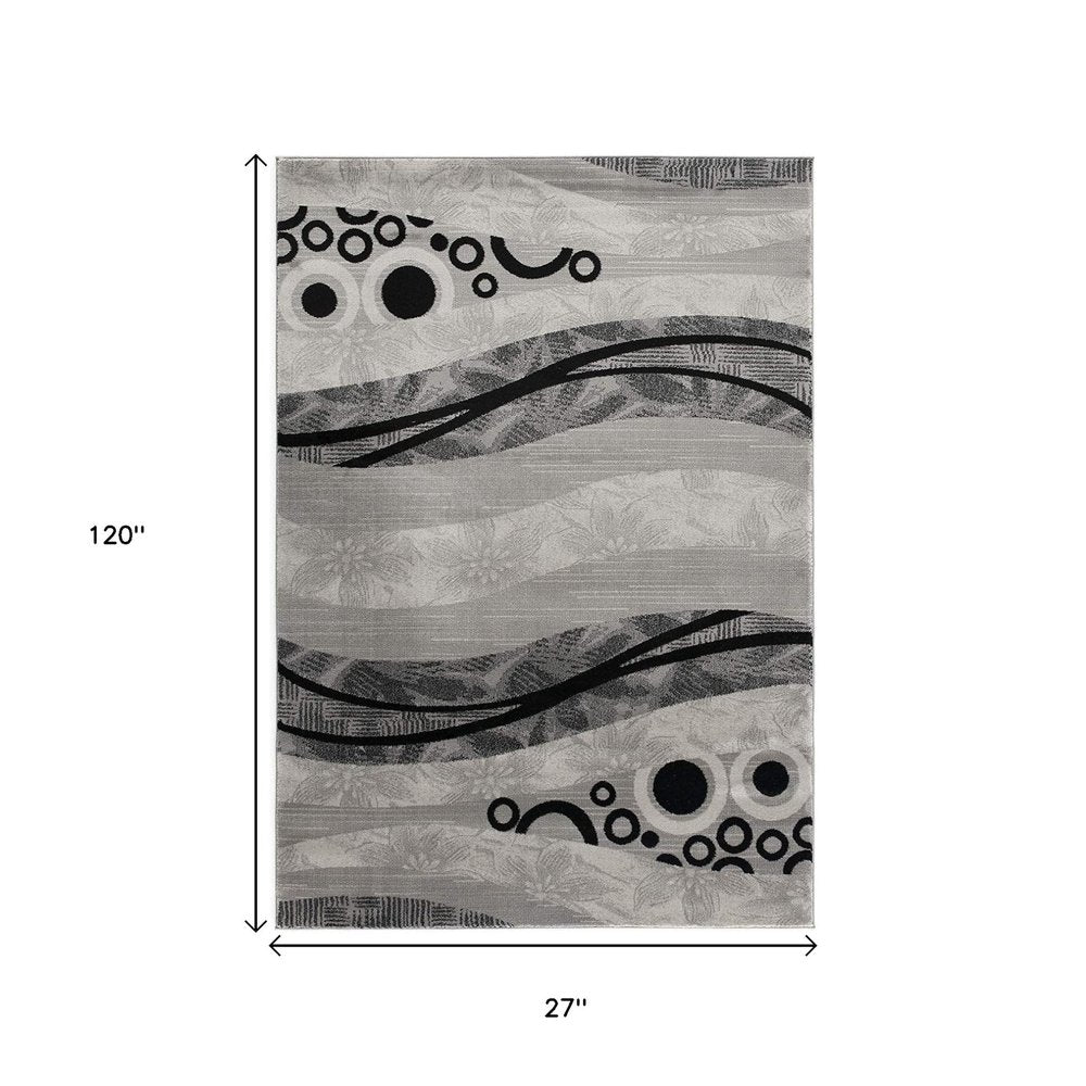 6' X 9' Gray Abstract Dhurrie Area Rug