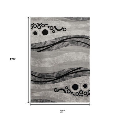 6' X 9' Gray Abstract Dhurrie Area Rug