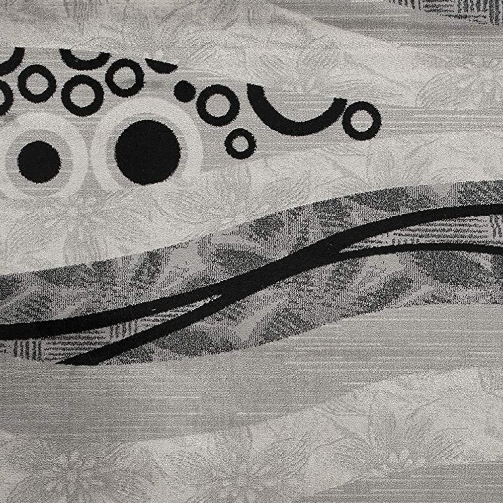 13' Gray And Black Abstract Shag Runner Rug