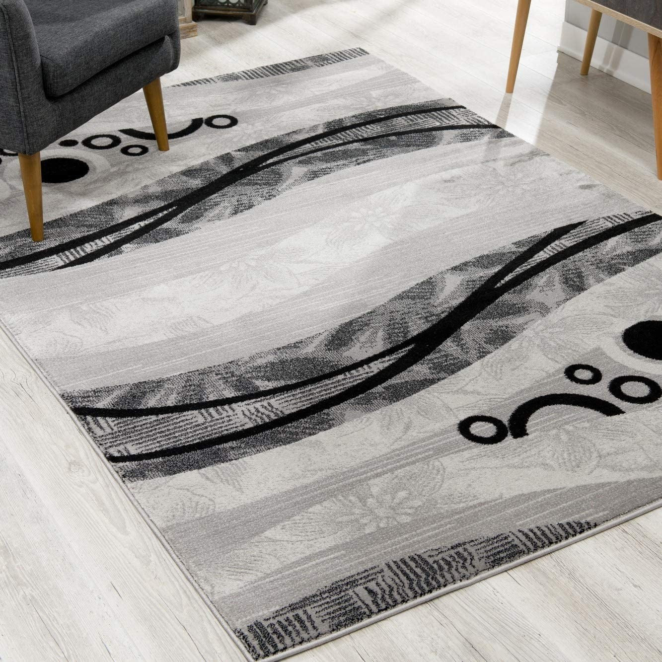 4' X 6' Gray Abstract Power Loom Area Rug