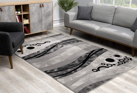 5' X 7' Gray Abstract Dhurrie Area Rug