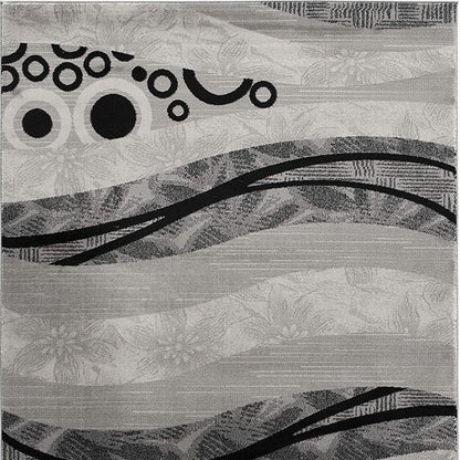 6' X 9' Gray Abstract Dhurrie Area Rug