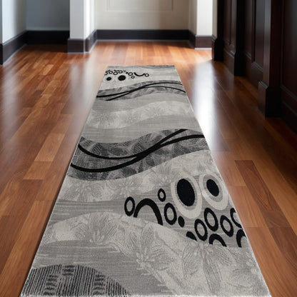6' X 9' Gray Abstract Dhurrie Area Rug