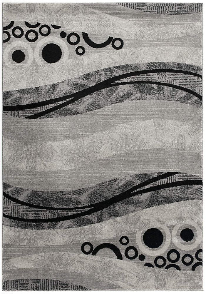 13' Gray And Black Abstract Shag Runner Rug