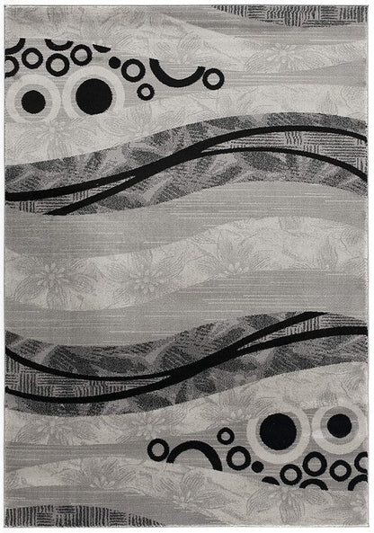 13' Gray And Black Abstract Shag Runner Rug