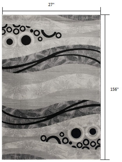 4' X 6' Gray Abstract Power Loom Area Rug