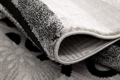13' Gray And Black Abstract Shag Runner Rug