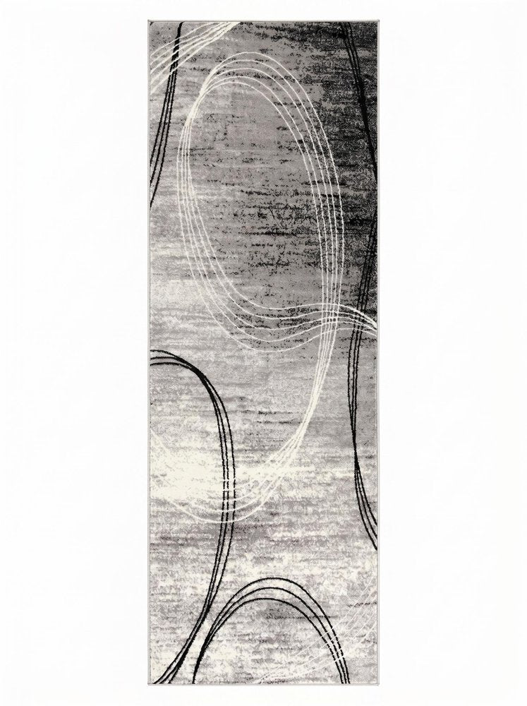2' X 4' Gray Abstract Dhurrie Area Rug