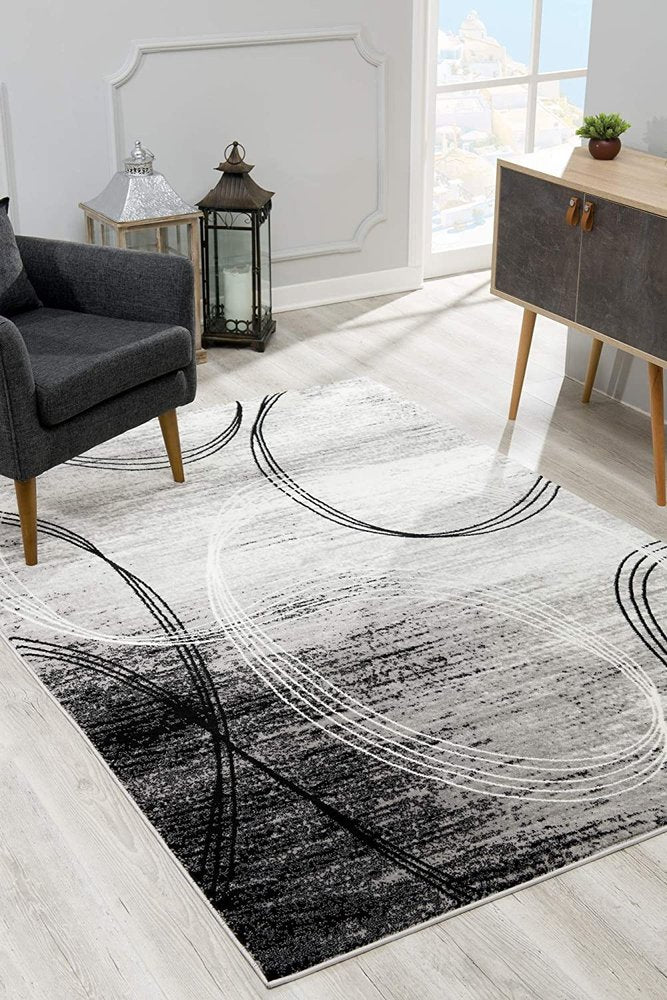 6' X 9' Gray Abstract Dhurrie Area Rug