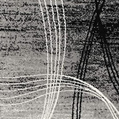2' X 4' Gray Abstract Dhurrie Area Rug