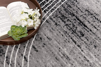 5' X 7' Gray Abstract Dhurrie Area Rug