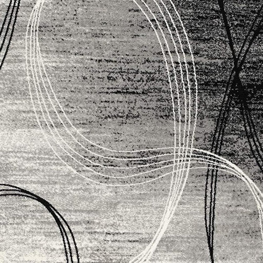 10' Gray Abstract Power Loom Runner Rug