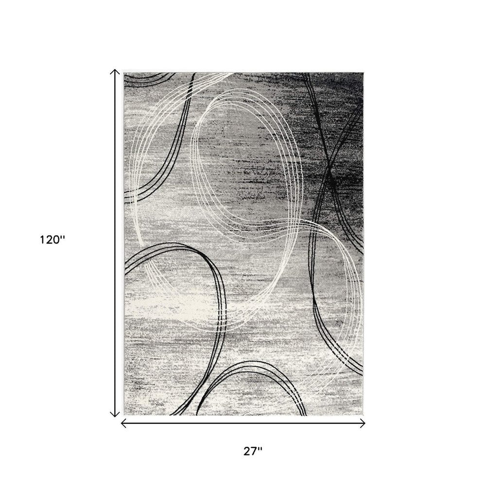 5' X 7' Gray Abstract Dhurrie Area Rug