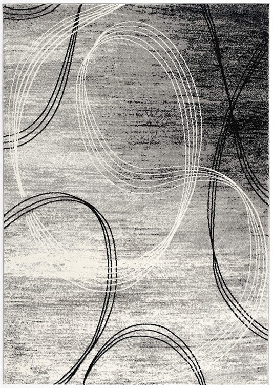 5' X 7' Gray Abstract Dhurrie Area Rug