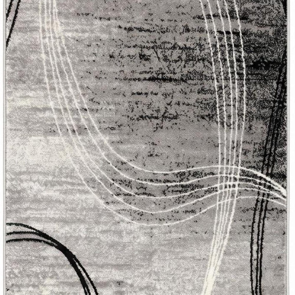 2' X 4' Gray Abstract Dhurrie Area Rug