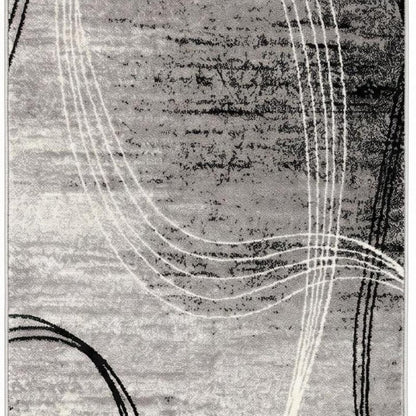 2' X 4' Gray Abstract Dhurrie Area Rug