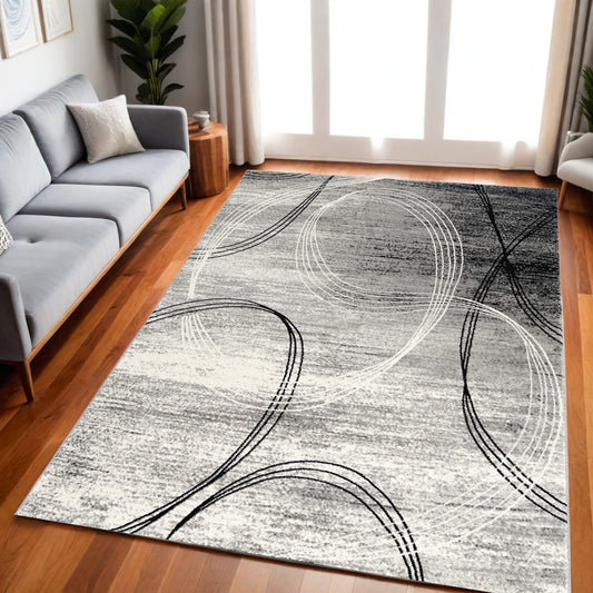 2' X 4' Gray Abstract Dhurrie Area Rug