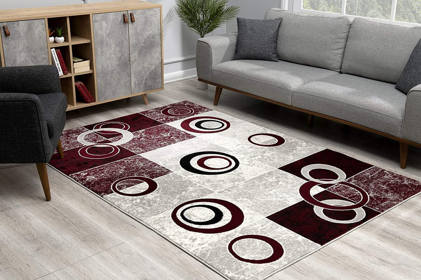 10' Red Abstract Dhurrie Runner Rug