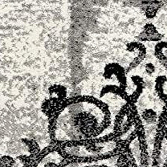 5' X 7' Gray Damask Dhurrie Area Rug