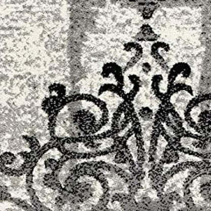 5' X 7' Gray Damask Dhurrie Area Rug