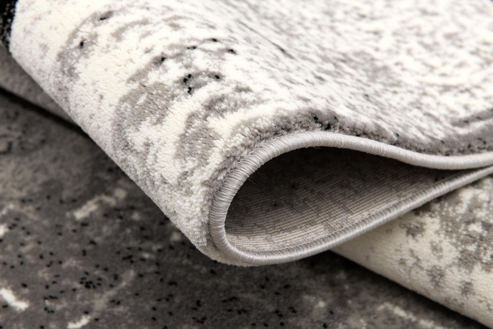 4' X 6' Gray And Ivory Damask Distressed Area Rug